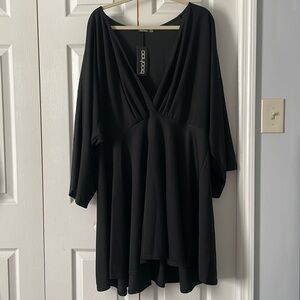 Plunge Kimono Sleeve Skater Dress